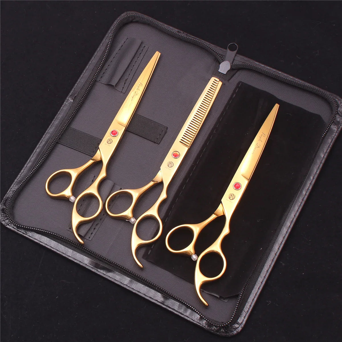 7-Inch (19.5 cm) Stainless Steel Pet Grooming Scissors Kit – Straight, Thinning, Chunker & Curved Shears