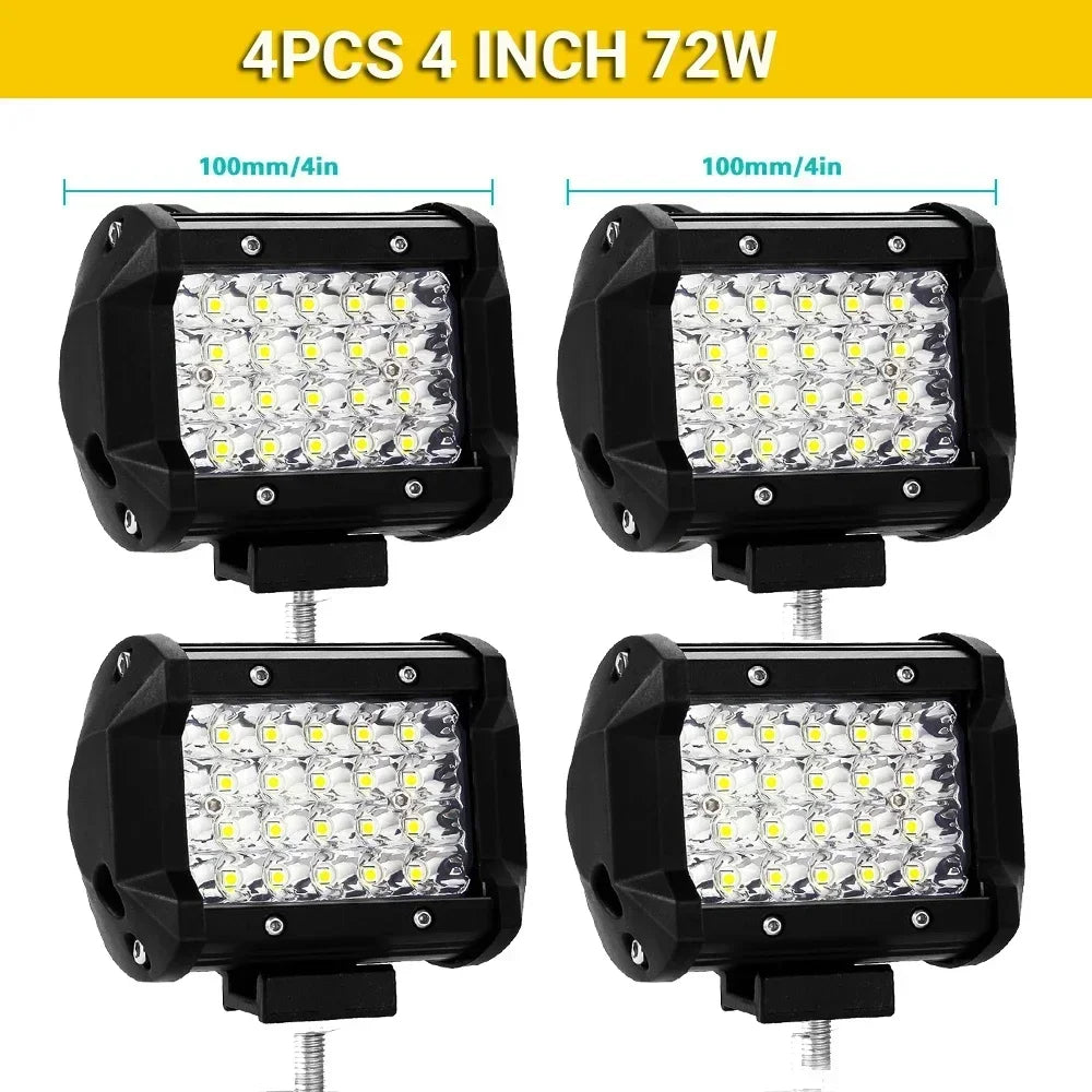 LED Light Bar 4/7/12/15/17/20 in (102/178/305/381/432/508 mm) 60–500W 10–32V IP67 Waterproof Flood/Spot Driving Off-Road Truck ATV SUV Boat