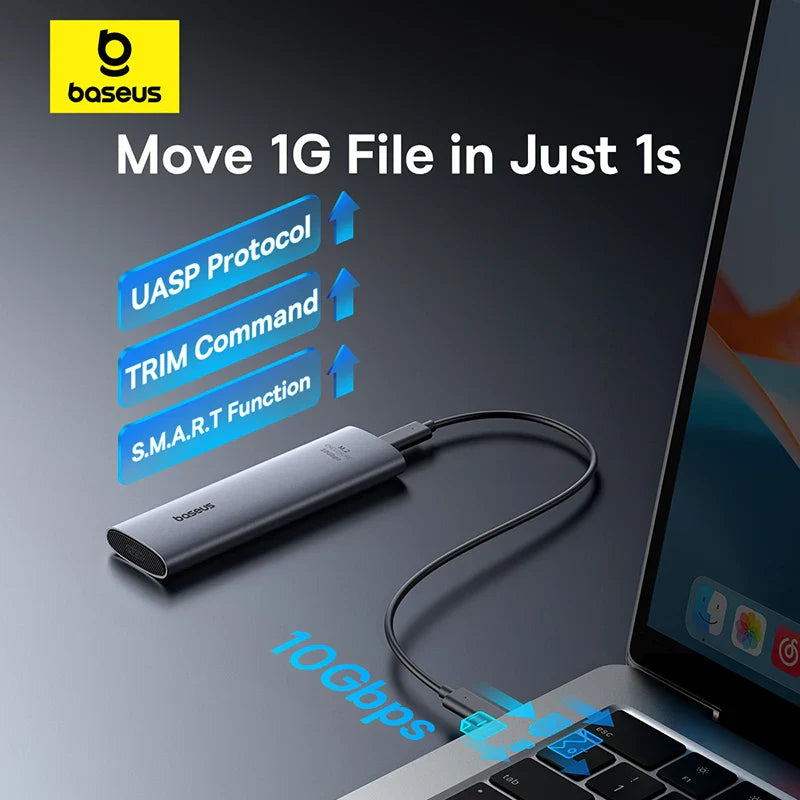 M.2 NVMe SSD Enclosure USB-C 3.2 Gen2 10Gbps – Up to 8TB Aluminum External Case (2280/2260/2242/2230) with ON/OFF Button & Cooling