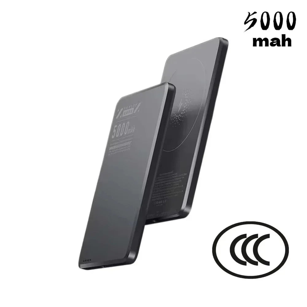 5000mAh Qi2 Wireless Power Bank Ultra Slim Magnetic Back-Clip Fast Charge Portable Battery for Smartphones