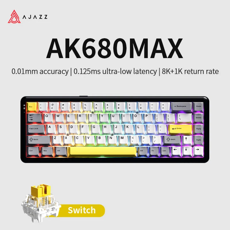 68-Key Magnetic Axis Mechanical Gaming Keyboard Hot-Swap RGB Wired & 2.4GHz Wireless USB