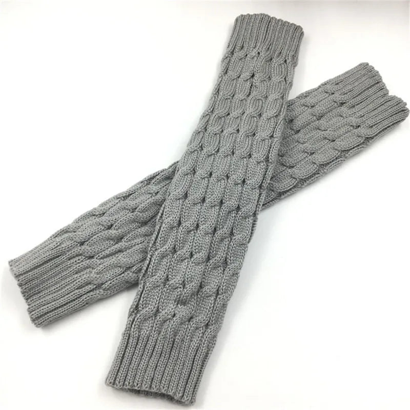 Women's Knit Leg Warmers 40 cm (15.7 in) Long Crochet Boot Cuffs Autumn Winter Black White