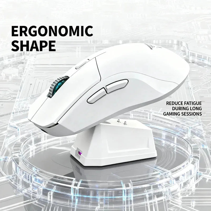Wireless Bluetooth Dual-Mode Gaming Mouse with Touchscreen and Magnetic Charging Dock, Ultra-Light Macro Controls