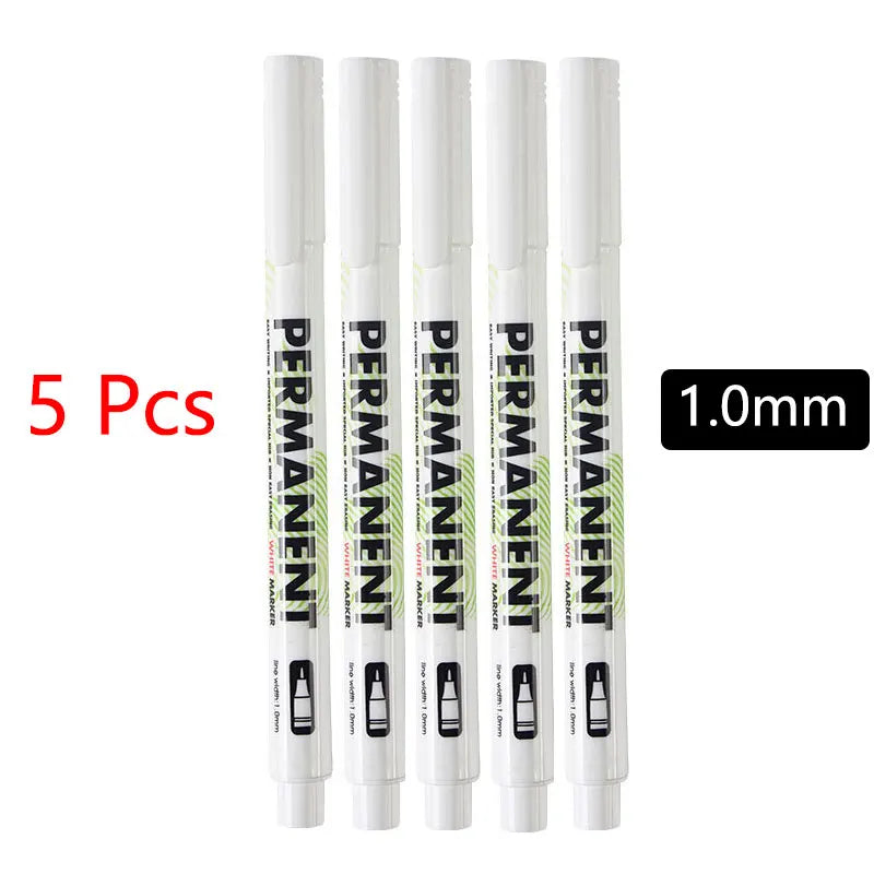 Opaque White Oily Paint Marker Pen Waterproof Gel Ink 0.8/1.0/2.0/2.8mm Nibs for DIY Graffiti, Sketching and Stationery