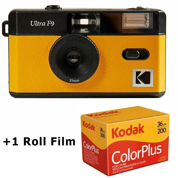 Reusable 35mm Film Camera — Classic Travel Point-and-Shoot with Built-In Flash, Yellow or Night Green