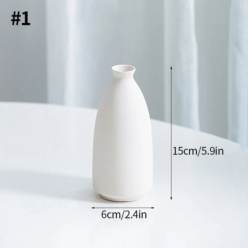 Ceramic Decorative Vase for Dried Flowers & Hydroponic Plants, Modern Table Ornament for Living Room Bedroom Office