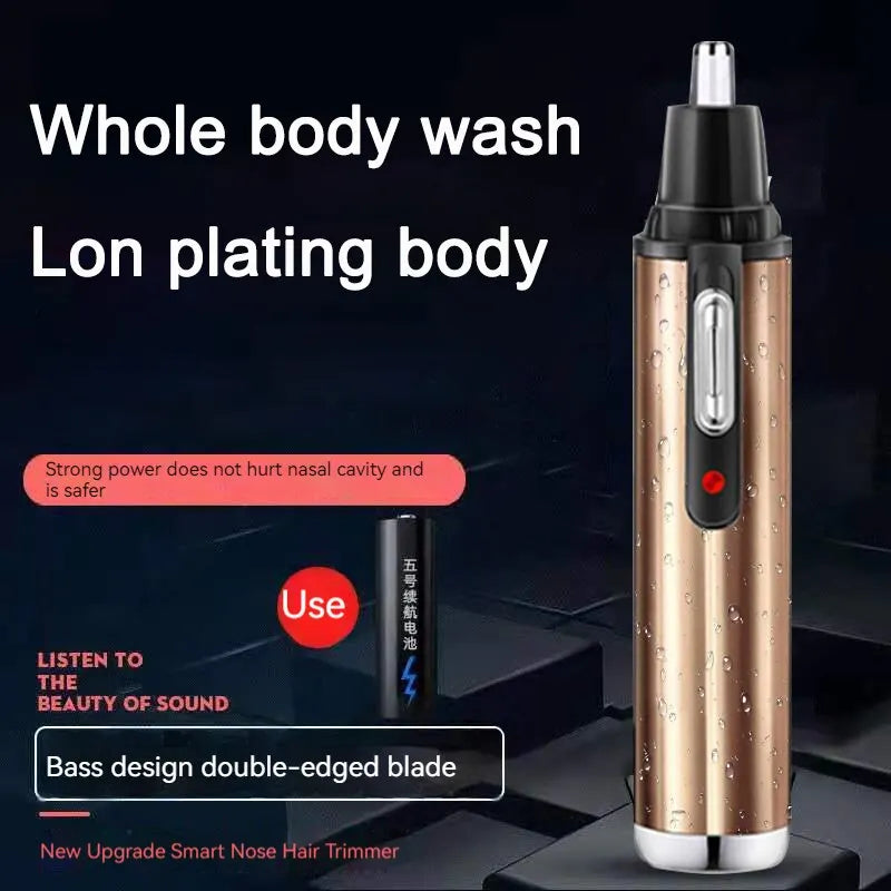 Rechargeable 2-in-1 Nose & Ear Hair Trimmer – Washable USB Electric Groomer with Stainless Steel Blade
