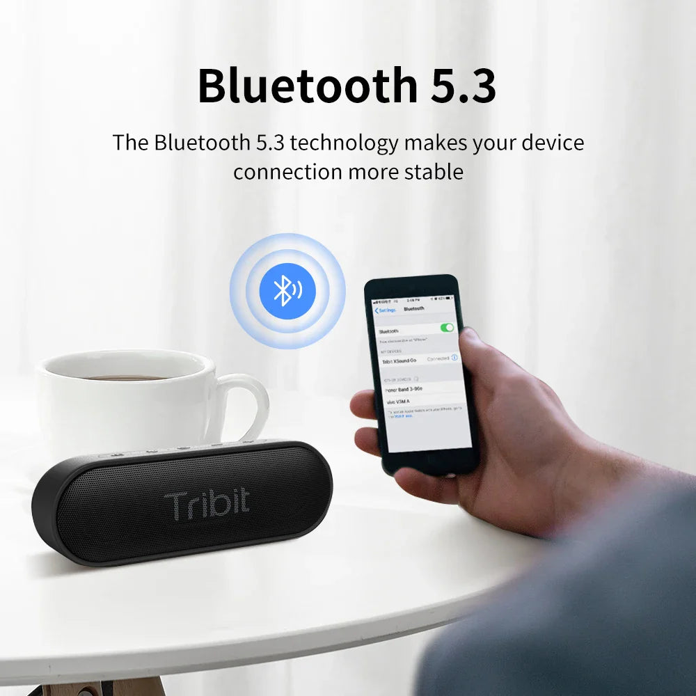 Portable Bluetooth Speaker 16W (Bluetooth 5.3) IPX7 Waterproof — Enhanced Bass, 24‑Hour Playtime, USB‑C & AUX for Camping & Parties