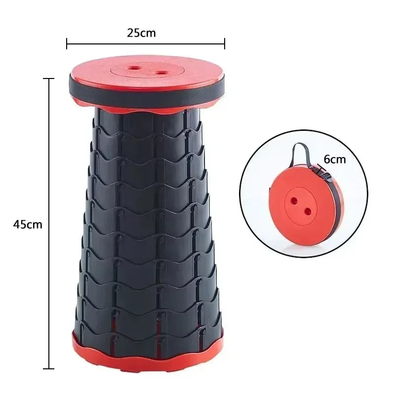Portable Folding Telescopic Stool – Lightweight Collapsible Plastic Camping & Fishing Chair with Carry Handle, Supports up to 500 lb (≈227 kg)