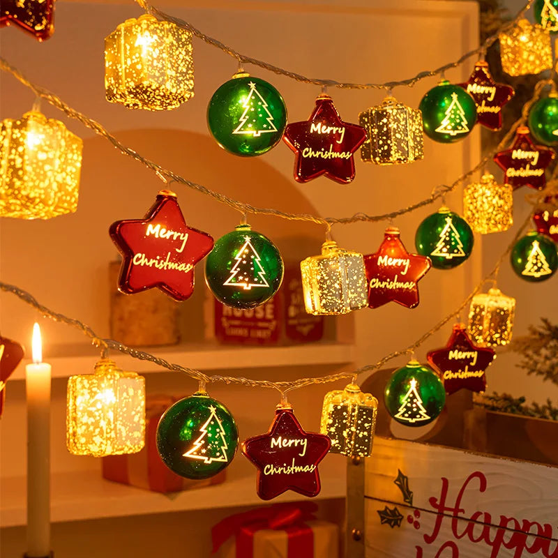 Battery Operated Christmas String Lights — Candy Cane, Santa & Snowman Hanging Ornaments (1m/3m, 10/20 LED) Indoor & Sheltered Outdoor