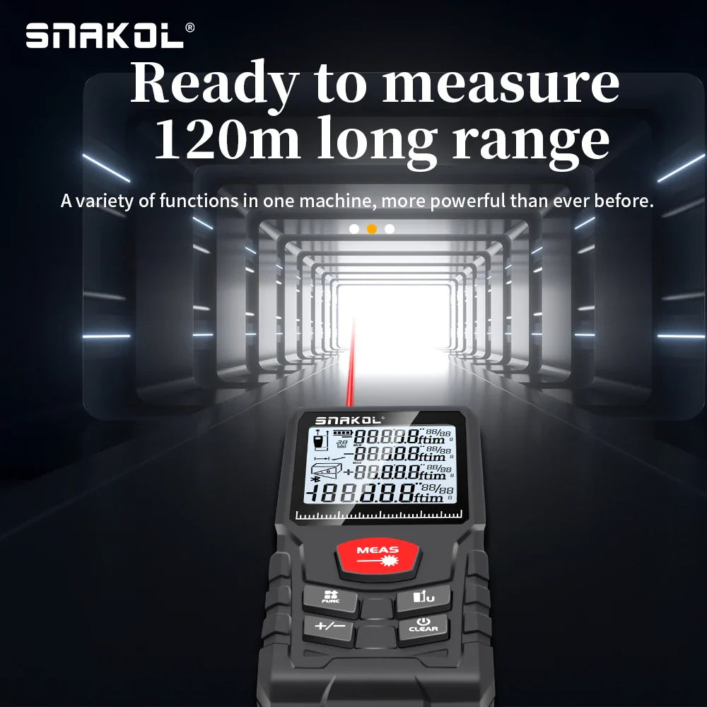 Digital Laser Distance Meter Rangefinder – Professional Laser Tape Measure 50m/70m/100m/120m (0.16–394 ft)