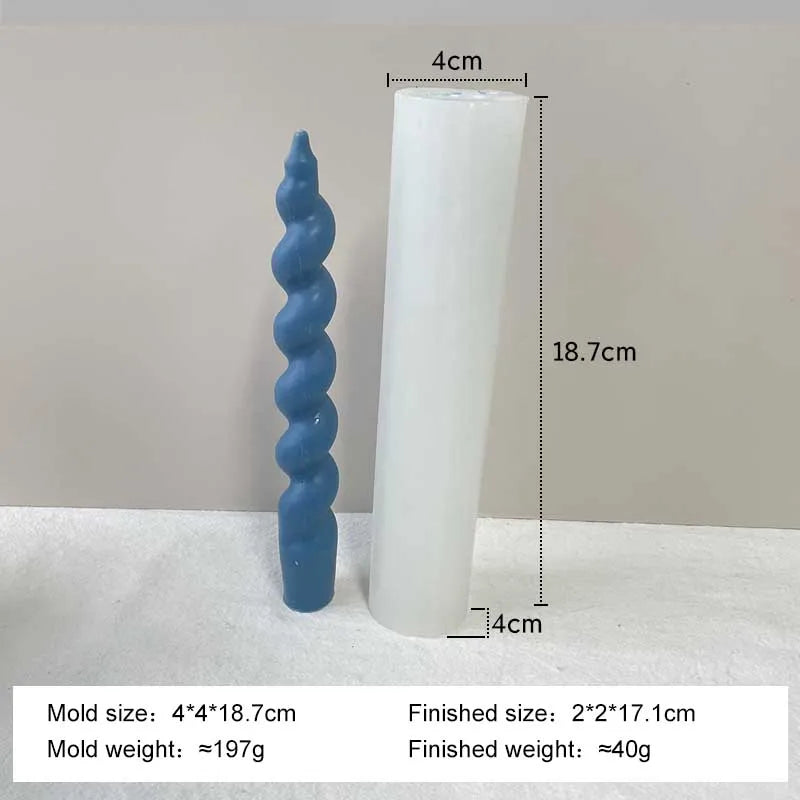 Geometric Spiral Long Rod Silicone Candle Mold for Handmade Aroma Candles & DIY Candle Making Supplies