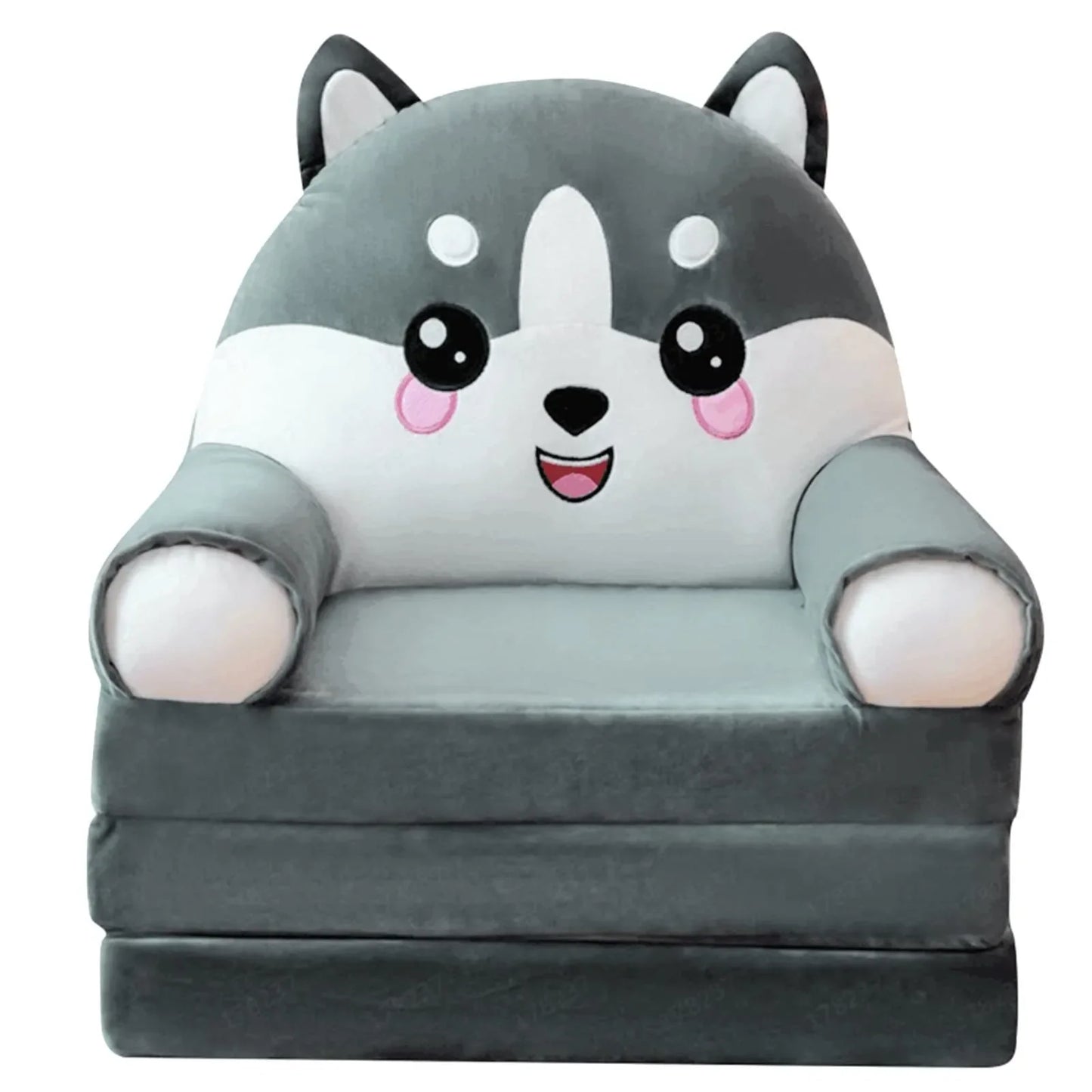2-in-1 Foldable Plush Kids Sofa Bed – Cartoon Children's Fold-Out Chair for Nursery & Playroom