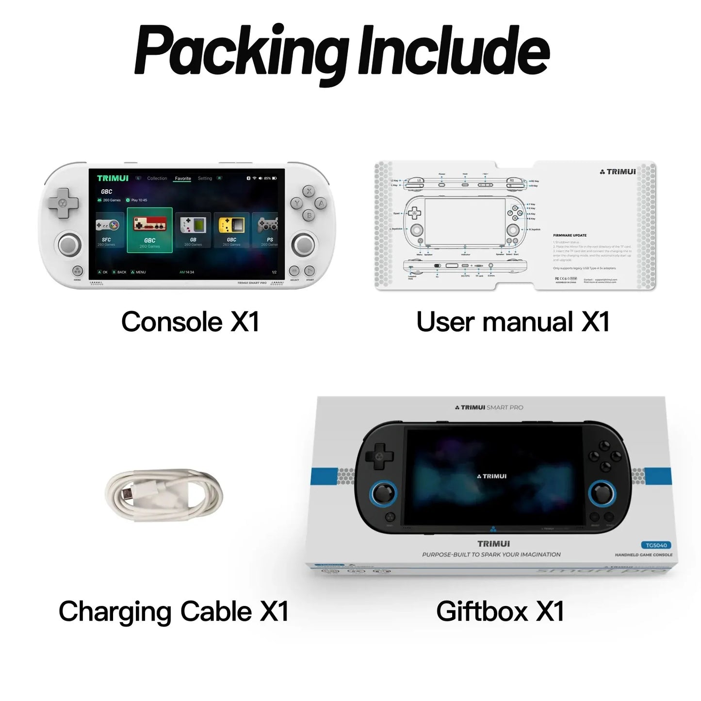 Smart Pro Handheld Retro Game Console 4.95-inch (12.6 cm) IPS 1280x720 Linux Joystick RGB Lighting 10,000+ Games Wi‑Fi USB-C 5000mAh