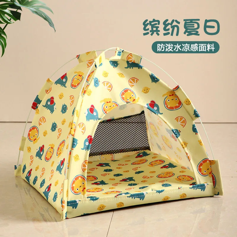 Removable Pet Tent Bed Semi-Enclosed Fleece Cat & Small Dog Sofa Basket Cozy Cave Sleeping Bed for Indoor Room Decor