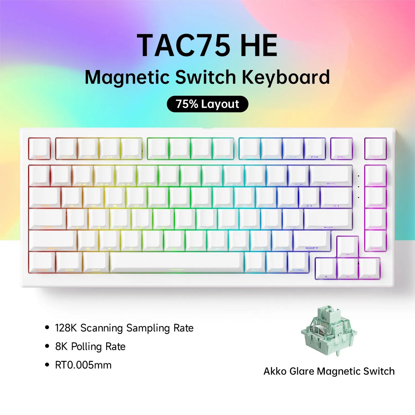 75% 83‑Key Magnetic Switch Hot‑Swap Mechanical Gaming Keyboard — 8K Polling, 0.005mm Rapid Trigger, RGB Wired