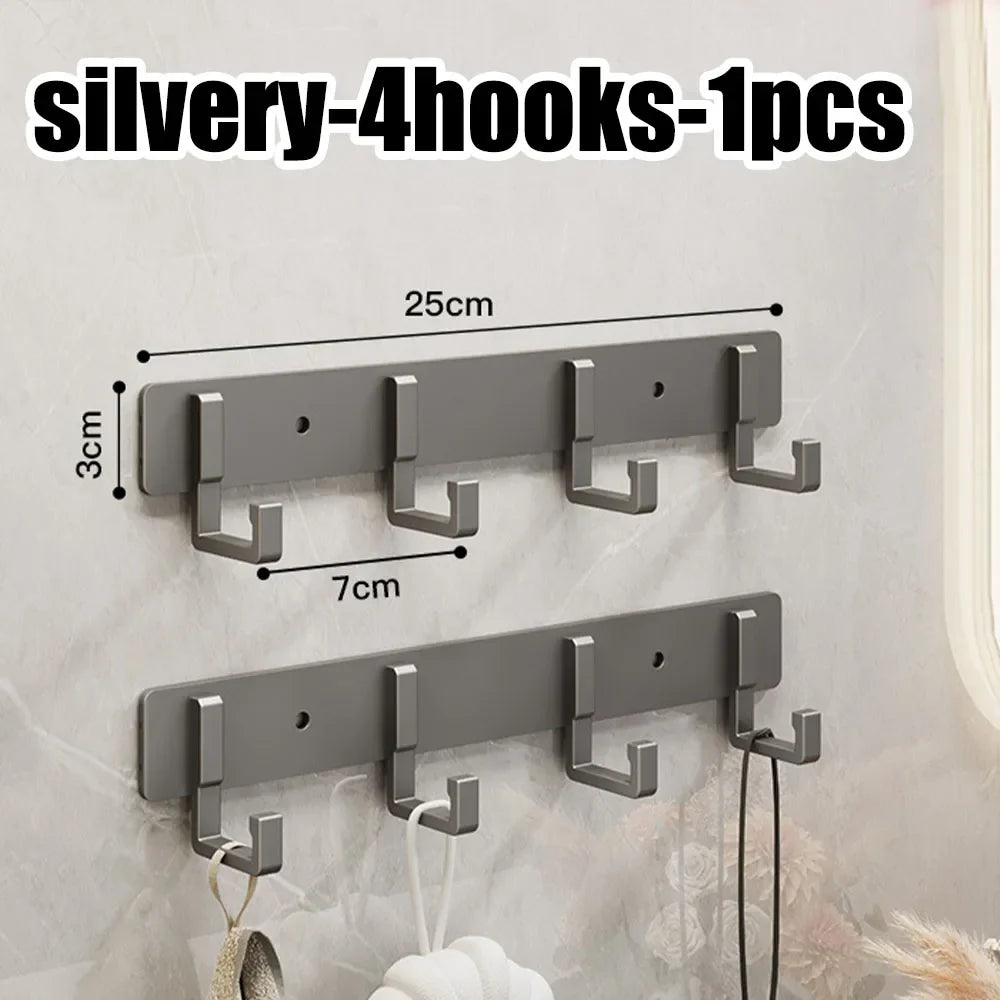 Heavy-Duty Adhesive Wall-Mounted Towel and Clothes Hook - No-Drill Stainless Steel Multi-Hook for Bathroom and Kitchen