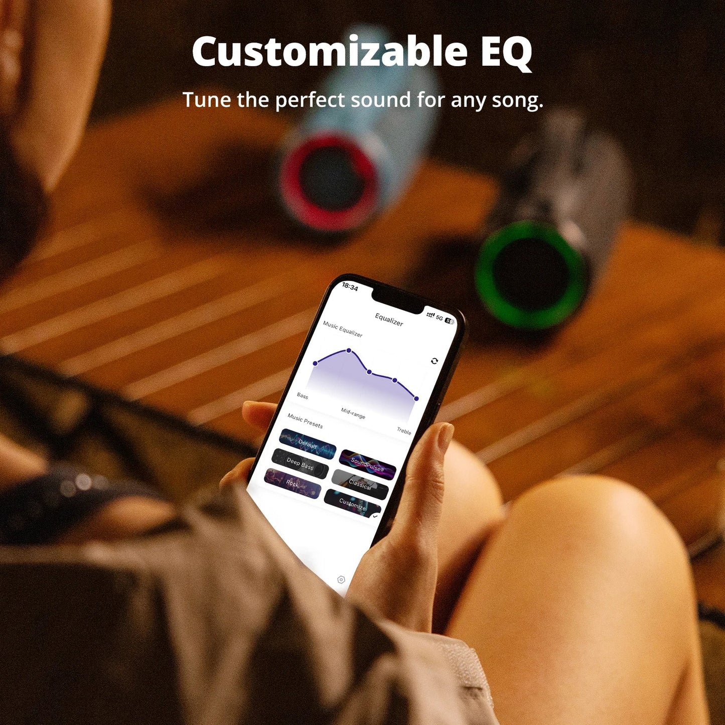 50W Portable Bluetooth Speaker — IPX7 Waterproof, 8000mAh Built-in Power Bank, App-Controlled EQ & Retractable Handle