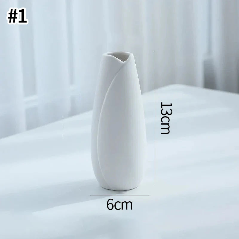 Ceramic Decorative Vase for Dried Flowers & Hydroponic Plants, Modern Table Ornament for Living Room Bedroom Office