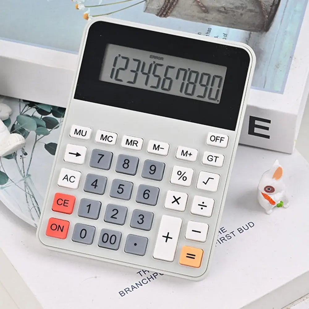12-Digit Portable Financial Calculator, Large Tilted LCD Display, Battery-Powered Desktop Calculator