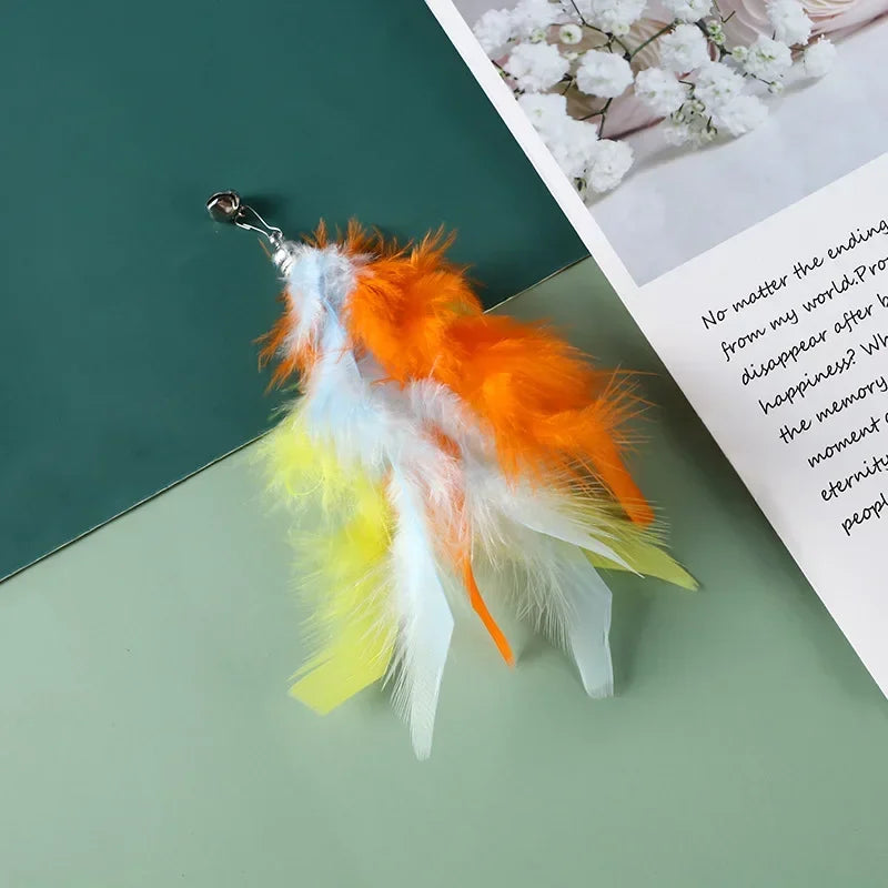Interactive Cat Feather Toy Refill Kit – Feather Birds, Faux Worm & Foam Ball with Bell for Kittens
