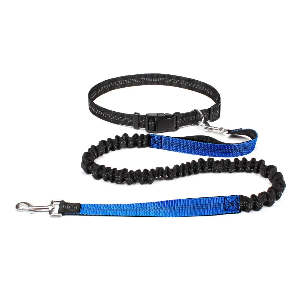 Hands-Free Dog Leash – Adjustable Waist Belt & Chest Strap, Reflective Running Jogging Leash 27.5–47 in (70–120 cm) Waist, 50–70 in (125–180 cm) Leash