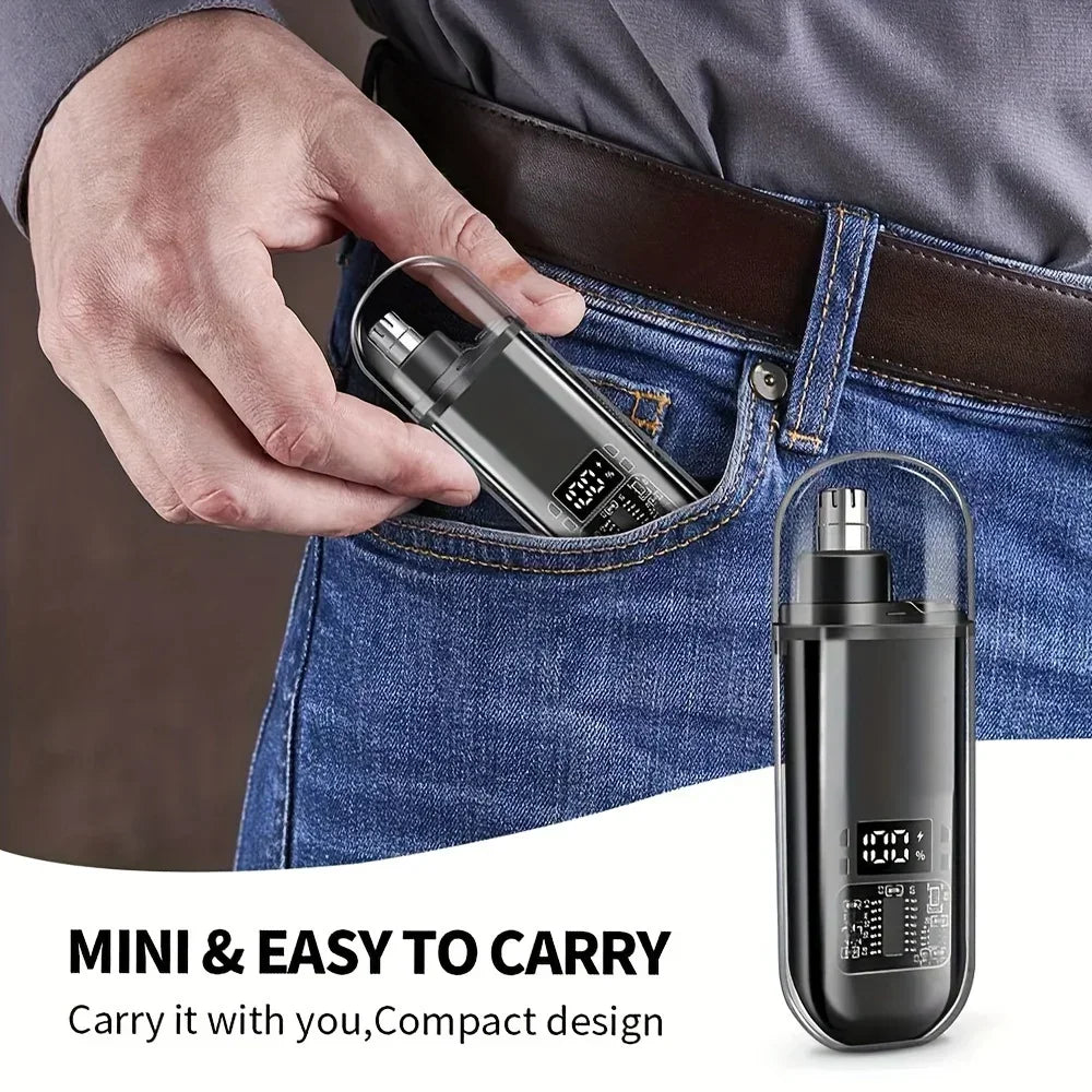 Nose & Ear Hair Trimmer for Men - USB-C Rechargeable Portable Fast-Charge Grooming Kit