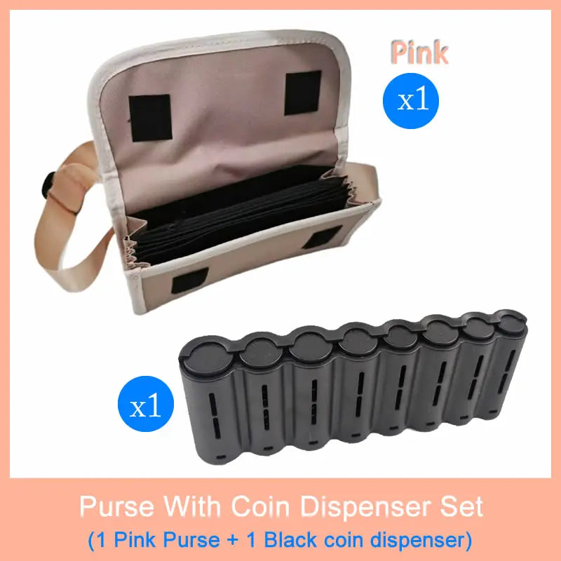 Euro Coin Wallet Fanny Pack 6-Pocket Cashier Waist Bag with 8-Slot Coin Dispenser