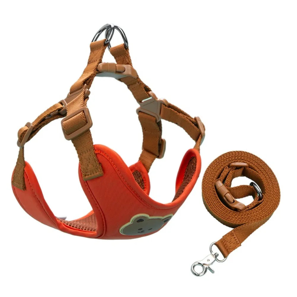 Adjustable Anti-Escape Pet Harness & Leash Set - No-Pull Chest Strap Vest for Dogs & Cats, Outdoor Walking