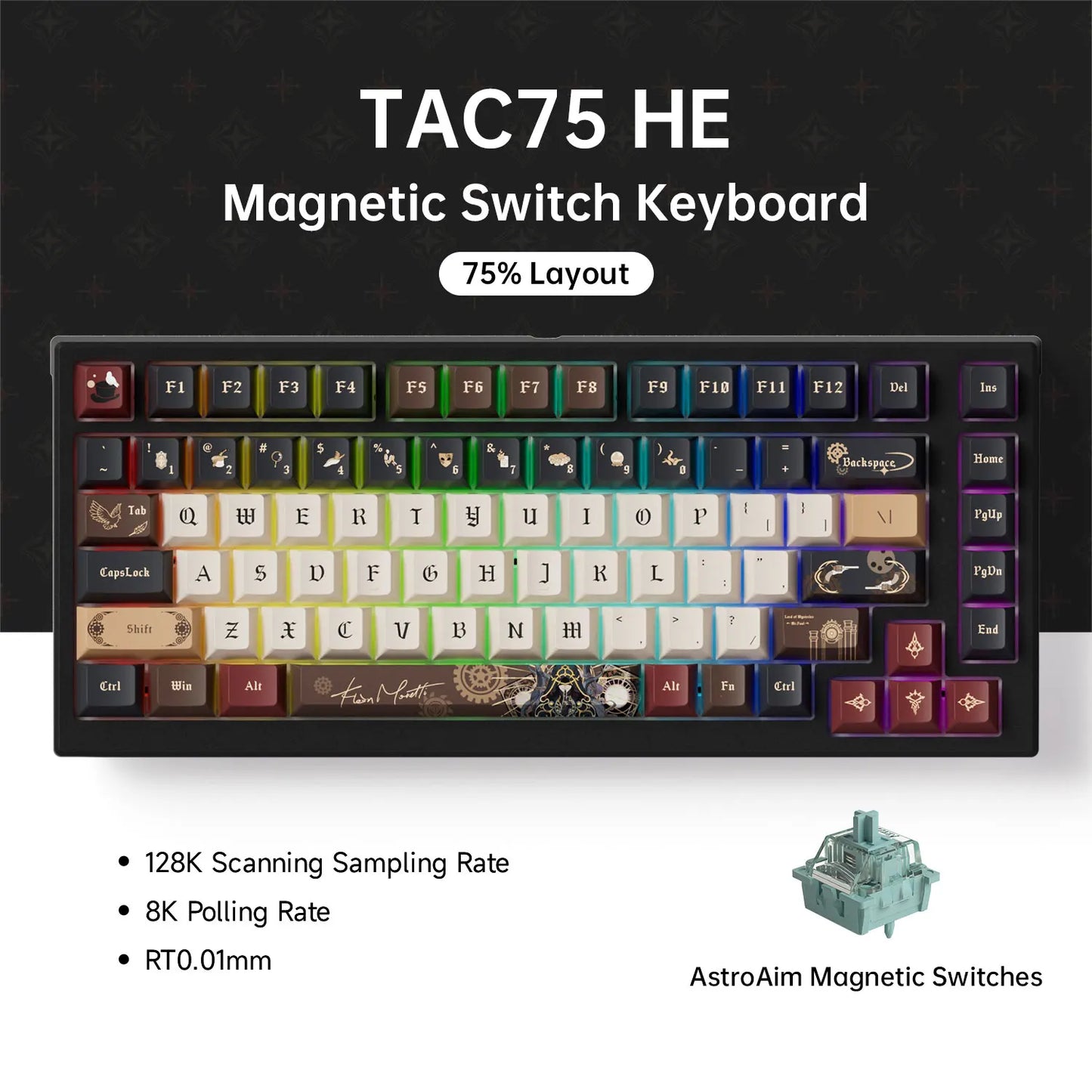 75% 83‑Key Magnetic Switch Hot‑Swap Mechanical Gaming Keyboard — 8K Polling, 0.005mm Rapid Trigger, RGB Wired