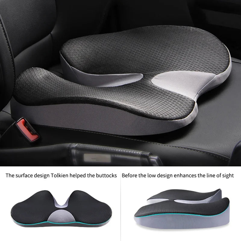 Memory Foam Seat & Back Cushion - Square Removable Washable Polyester Cover