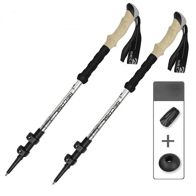 2-Pack Telescopic Trekking Poles 62–135 cm (24–53 in) Ultralight Aluminum Hiking Poles with Quick-Lock, Anti-Shock & Carbon Steel Tips