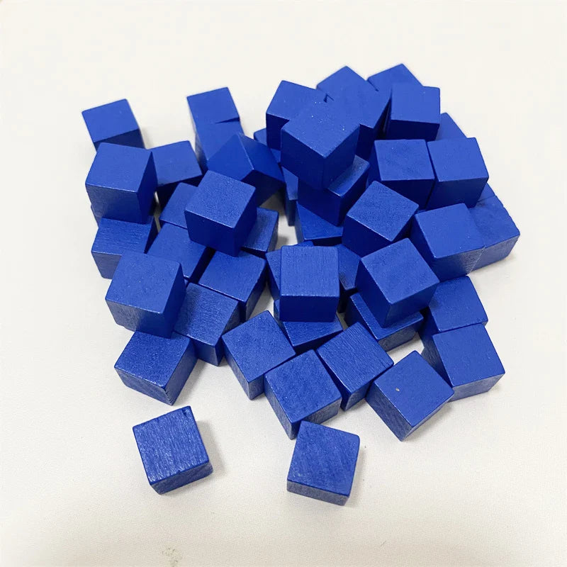 100-Pack 10mm (0.39 in) Colorful Wooden Cubes - Dice Tokens for Crafts, Board Games & Early Education