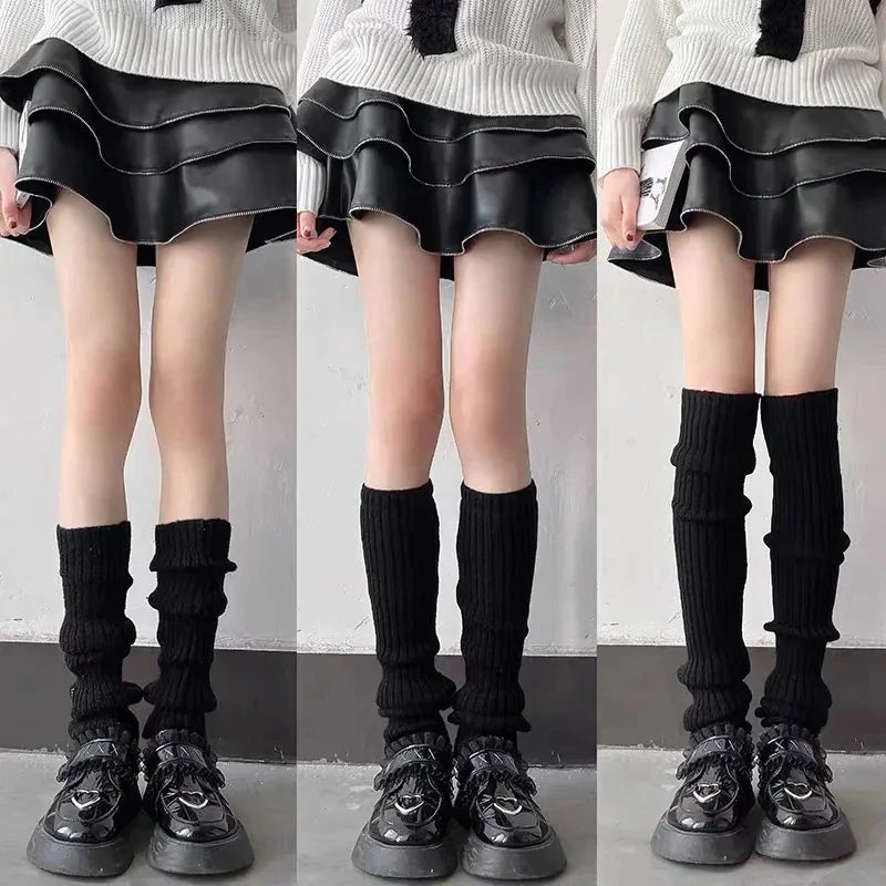 1 Pair Knit Bubble Leg Warmers JK Lolita Y2K Punk Gothic Crochet Boot Cuffs – 40/50/70 cm (15.7/19.7/27.6 in)