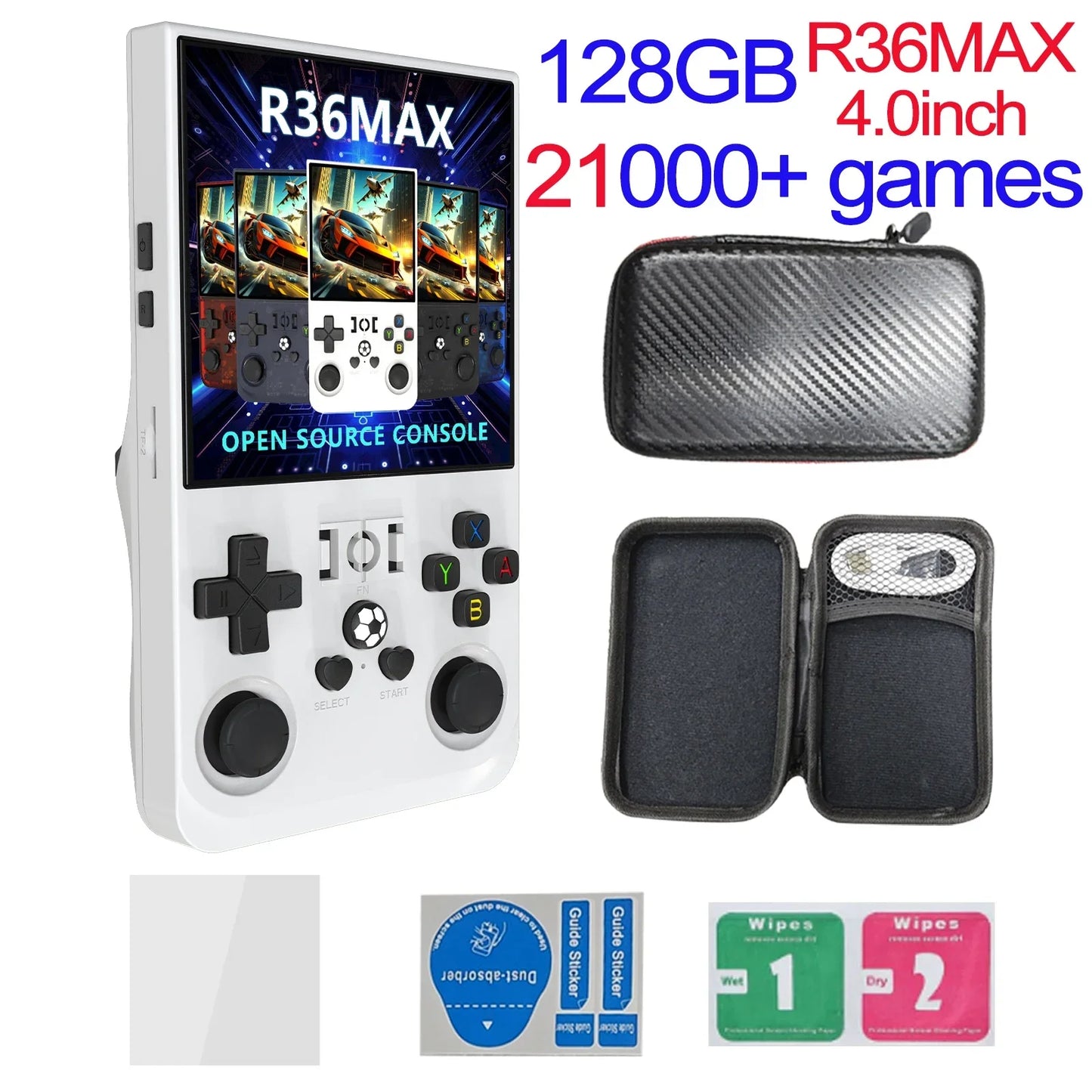 Handheld Retro Game Console 4.0-inch (10.2 cm) IPS 720x720, 64GB/128GB, 22,000 Preloaded Games, Linux, USB-C Charging