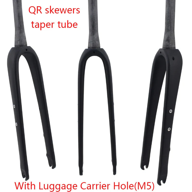 700C Full Carbon Gravel & Cyclocross Road Bike Fork — Flat Mount Disc Brake, Rack/Fender Mount, Tapered or Straight Steerer