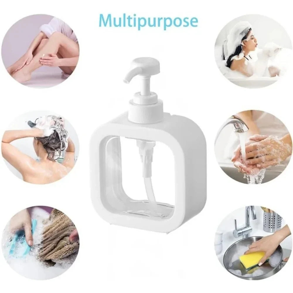 Transparent Pump Soap Dispenser Bottle 300ml/500ml (10oz/17oz) Refillable for Liquid Soap, Shampoo, Shower Gel, Dish & Laundry