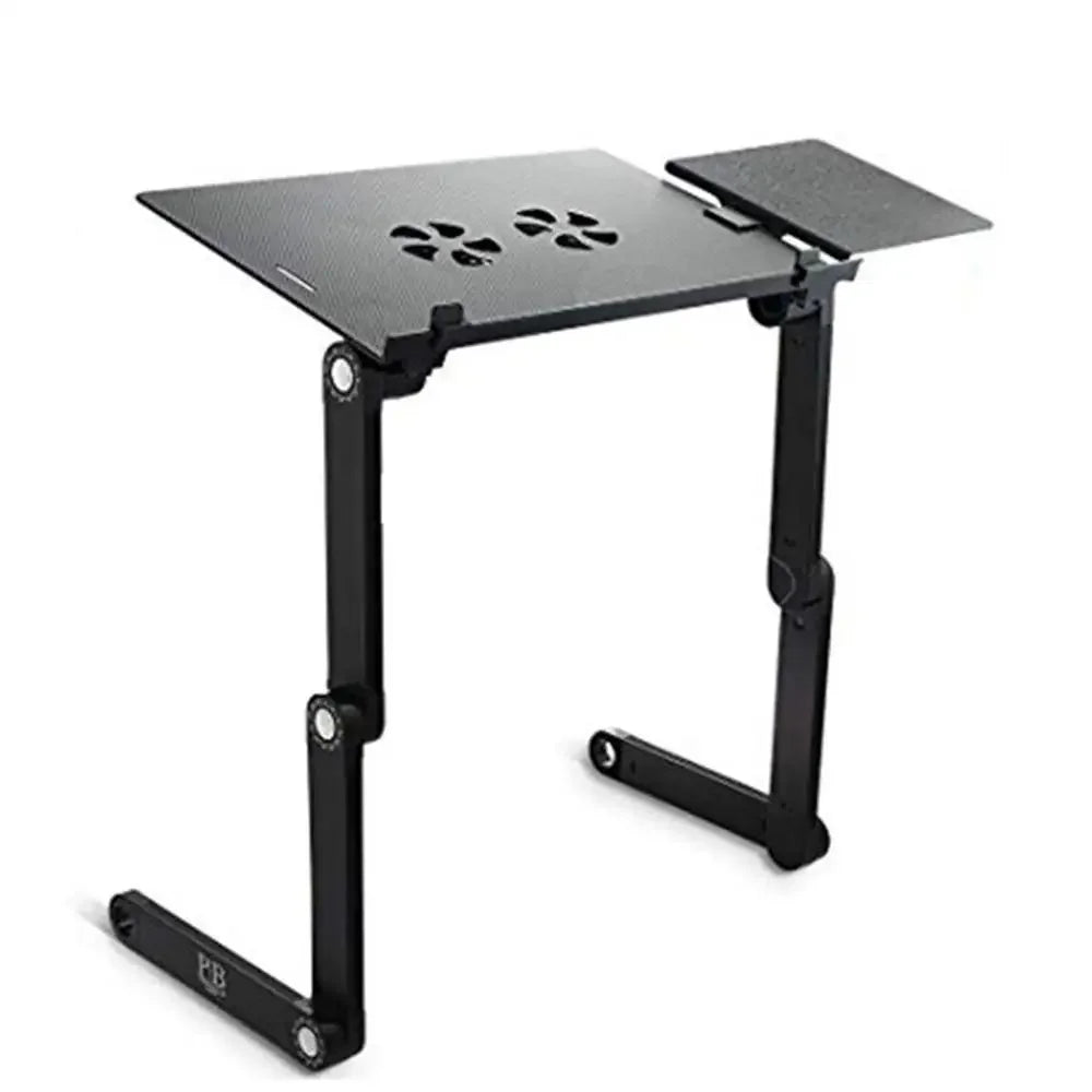 Aluminum Folding Laptop Table with Cooling Fan – Adjustable Lap Desk Tray for Bed & Office, 15.7 x 11.8 x 2.8 in (400 x 300 x 70 mm)