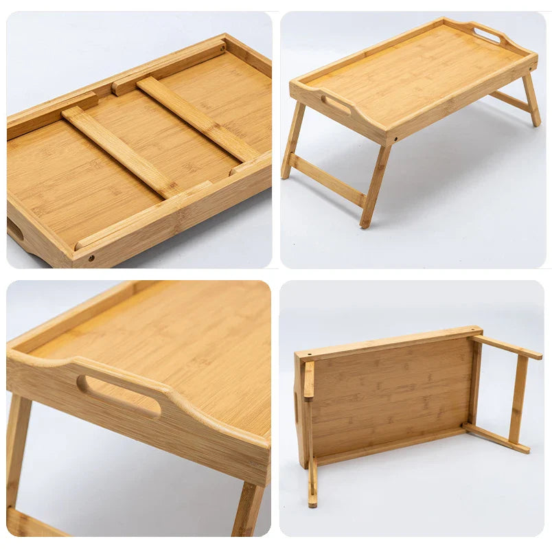 Bamboo Lap Desk with Folding Legs – Portable Bed Tray & Laptop Stand 50 x 30 cm (19.7 x 11.8 in)