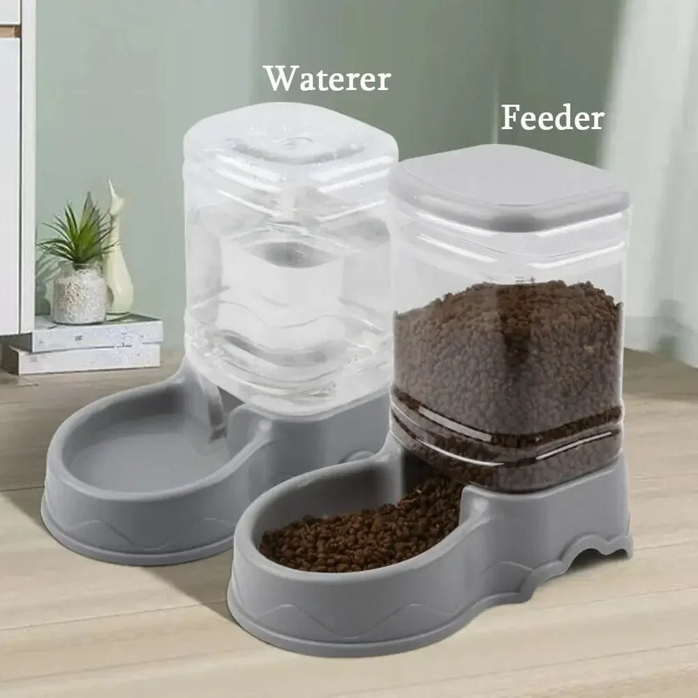 Automatic Pet Feeder & Water Fountain 3.8L (128 fl oz) PP Food Dispenser for Cats & Dogs