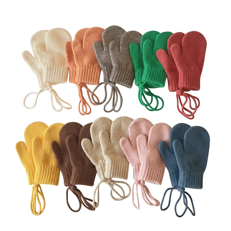 Kids Wool Winter Mittens Candy-Colored Knitted Gloves for 1-4 Years (14.5 x 9 cm / 5.7 x 3.5 in)
