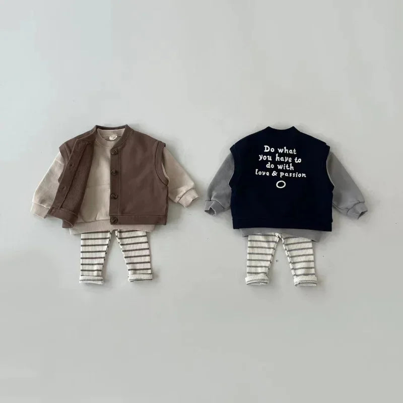 0-3T Baby Striped Cotton Stretch Leggings – Elastic Waist Toddler Skinny Pants