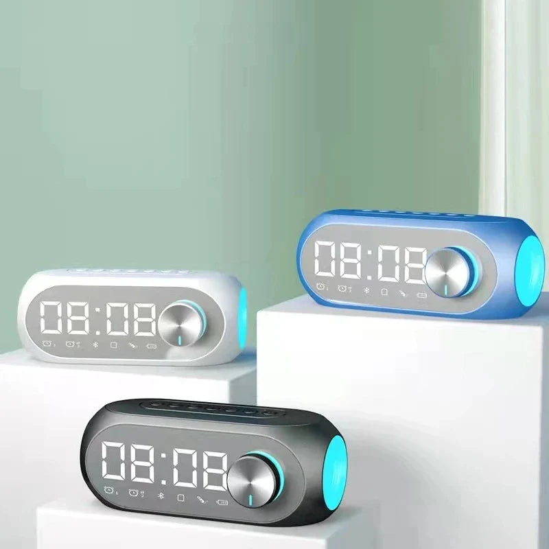 Portable Bluetooth Alarm Clock Speaker, FM Radio, TF Card & AUX, Mini Wireless Subwoofer Sound Box