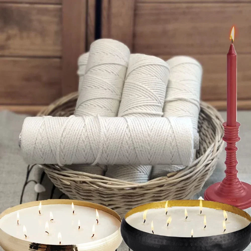 100 m (328 ft) Cotton Candle Wick Roll – Eco-Friendly Square Braided Wicks for DIY Candle Making & Handmade Candles