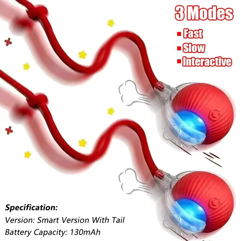 Interactive Rechargeable Cat Ball Toy with Faux Fur Tail — Automatic Rolling Smart Pet Ball (USB-C) for Cats & Small Dogs