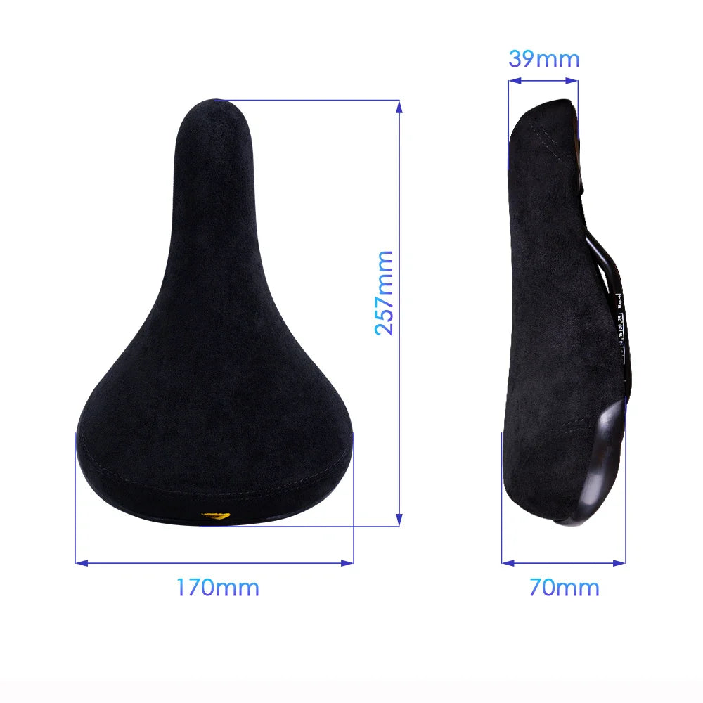 Wheelie Bicycle Saddle Black - Flannelette BMX and Mountain Bike Seat with Embroidered Logo, 8mm Rails, Unisex