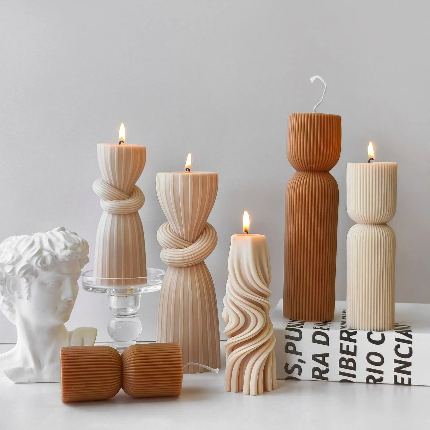 Striped Cylinder Silicone Candle Mold for DIY Pillar, Soy Wax, Plaster & Resin Crafts
