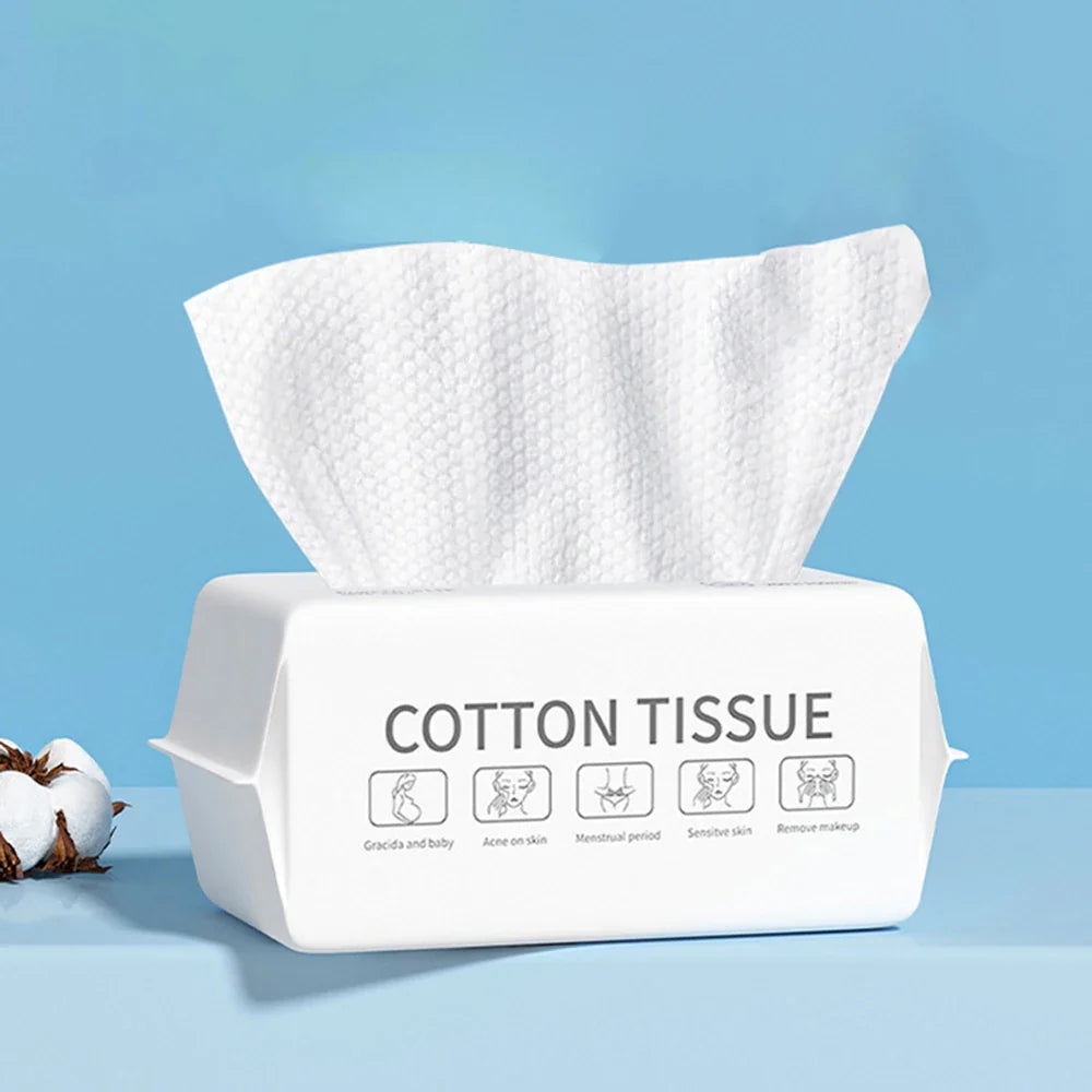 100-Pack Disposable Cotton Face Towels (15 x 20 cm / 5.9 x 7.9 in) Pearl Cotton Travel Makeup Remover & Facial Cleansing Wipes