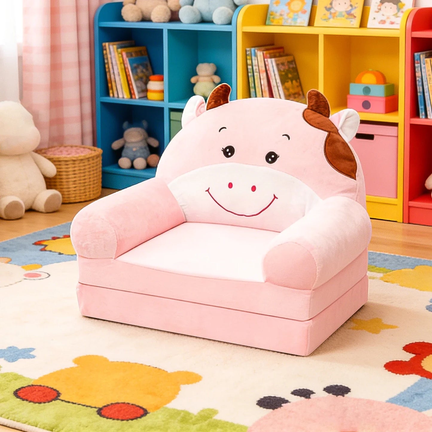 Foldable Kids Sofa Toddler Armchair (Ages 1-4) – Foam-Filled Convertible Seat & Sleeping Mat for Reading Nursery Bedroom