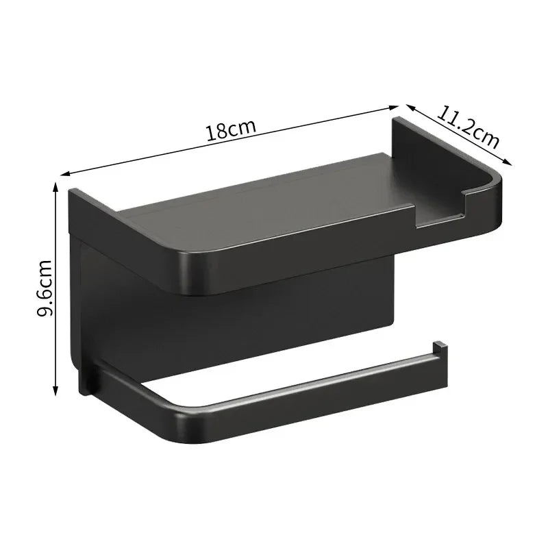 Wall-Mounted Toilet Paper Holder with Shelf — ABS Plastic Storage Rack for Bathroom & Kitchen, Phone and Towel Organizer
